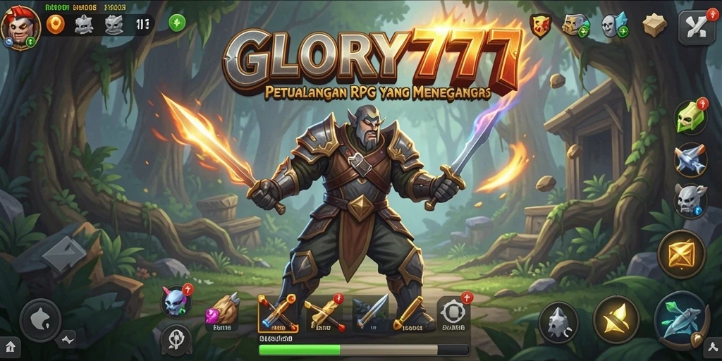 Tampilan screenshot GLORY777 yang menunjukkan aksi pertarungan RPG yang seru.