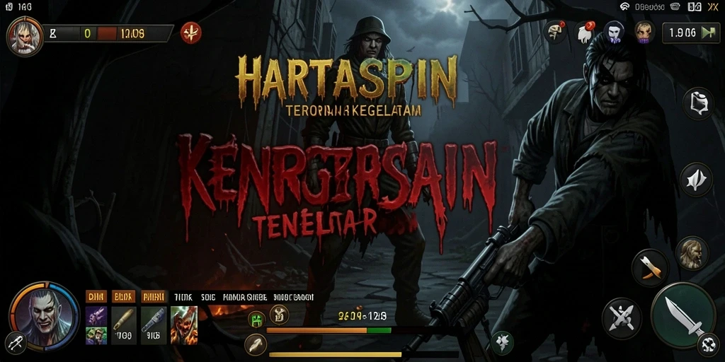Screenshot menampilkan gameplay menyeramkan di HARTASPIN.