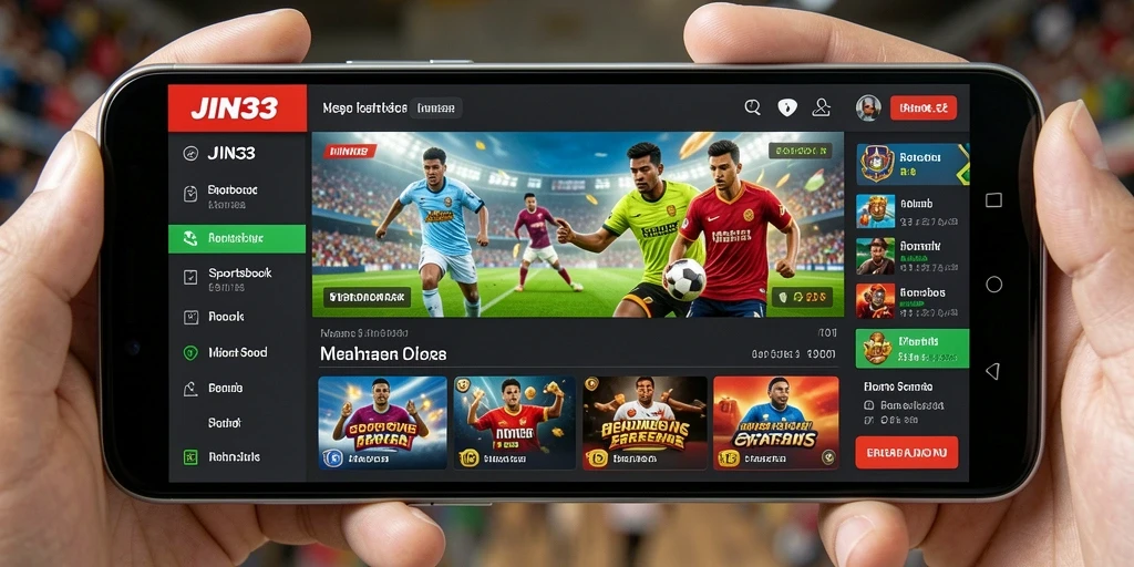Tampilan antarmuka aplikasi Sportsbook JIN33 yang menarik dan interaktif.
