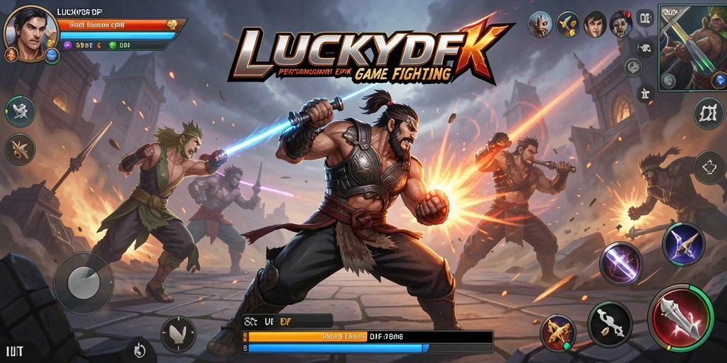 Gameplay LUCKYDF menampilkan pertarungan epik antar karakter.
