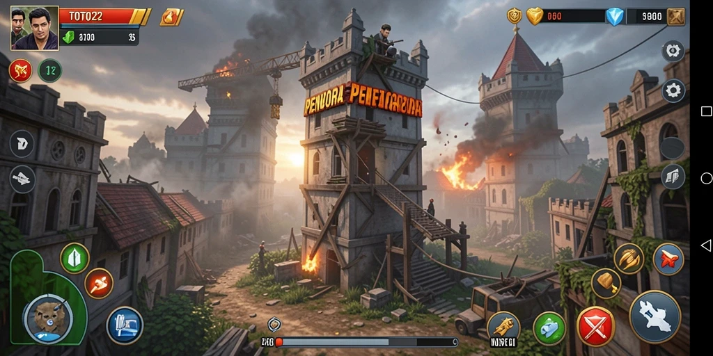 Tampilan gameplay TOTO22 menunjukkan aksi menara bertahan yang seru.