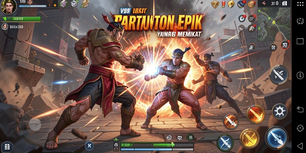 Tampilan gameplay V89 yang menunjukkan aksi Fighting yang intens.